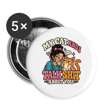 Katze Spruch Katzenliebhaber Idee - Buttons groß 56 mm (5er Pack) - Weiß - Vorne