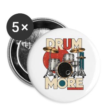 DRUM MORE - Drumset - Buttons groß 56 mm (5er Pack) - Weiß - Vorne