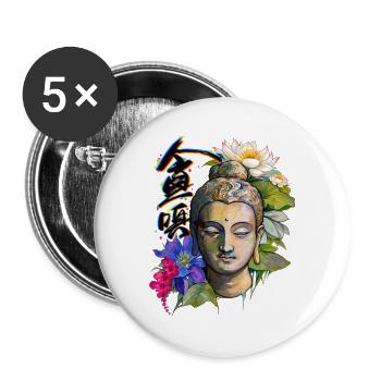 Lotus-Geisteszustand - Buttons groß 56 mm (5er Pack) - Weiß - Vorne