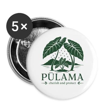 Pūlama schätzen und schützen - Buttons groß 56 mm (5er Pack) - Weiß - Vorne