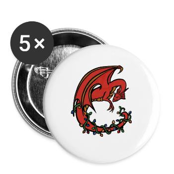 Crimson Dragon im Vine Circle - Buttons groß 56 mm (5er Pack) - Weiß - Vorne