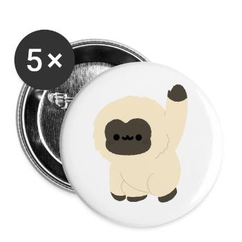 Kawaii Gibbon - Buttons groß 56 mm (5er Pack) - Weiß - Vorne