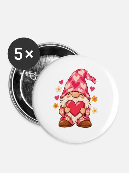 Süße Zwerge unter den Gnomen - Buttons groß 56 mm (5er Pack) - Weiß