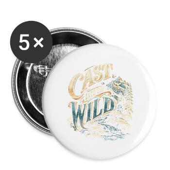 Fliegenfischen Fliegenangler Cast Into The Wild - Buttons groß 56 mm (5er Pack) - Weiß - Vorne