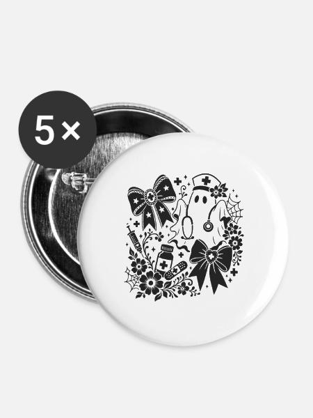 Krankenschwester Geist - Buttons groß 56 mm (5er Pack) - Weiß
