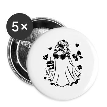 Mama Geist - Buttons groß 56 mm (5er Pack) - Weiß - Vorne