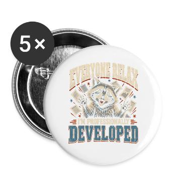 Professionell entwickelter Waschbärprogrammierer - Buttons groß 56 mm (5er Pack) - Weiß - Vorne