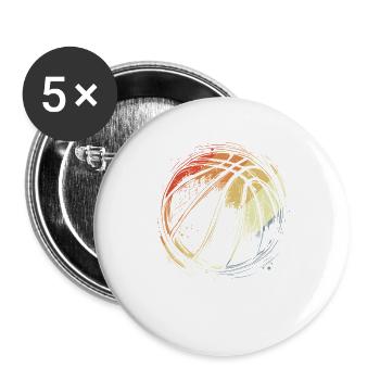 Basketball Ball Retro - Buttons groß 56 mm (5er Pack) - Weiß - Vorne