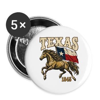 Texan Heritage Pferd mit Flagge 1845 - Buttons groß 56 mm (5er Pack) - Weiß - Vorne