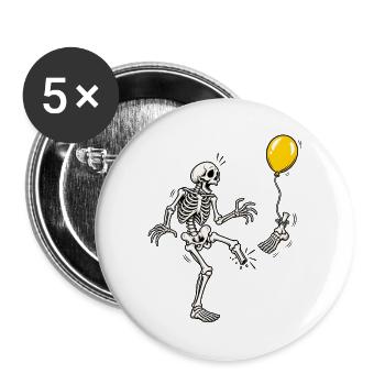 Tja, Scheiße, Skelett, fliegender Fuß, gelber Ballon-Meme - Buttons groß 56 mm (5er Pack) - Weiß - Vorne