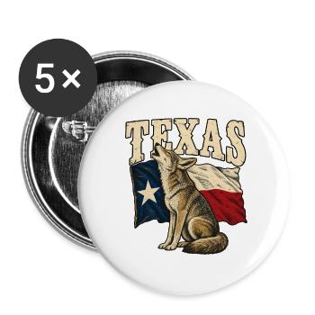 Texas Wolf Flagge - Buttons groß 56 mm (5er Pack) - Weiß - Vorne