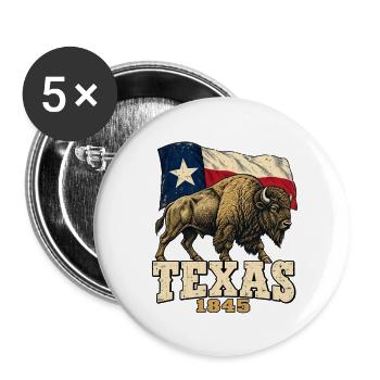 Texas Bison 1845 Flag Vintage - Buttons groß 56 mm (5er Pack) - Weiß - Vorne