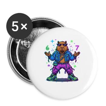 Cyberpunk Capybara Streetwear Zukunft Gamer - Buttons groß 56 mm (5er Pack) - Weiß - Vorne