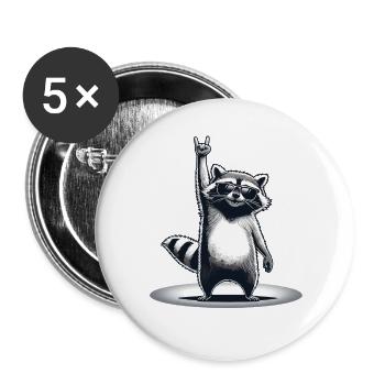 Retro Raccoon Rock-Musik Geschenk Männer Kinder Frauen - Buttons groß 56 mm (5er Pack) - Weiß - Vorne