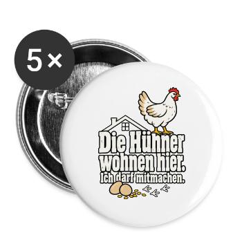Hühnerhalter Hühnerhaltung Hühner Spruch - Buttons groß 56 mm (5er Pack) - Weiß - Vorne