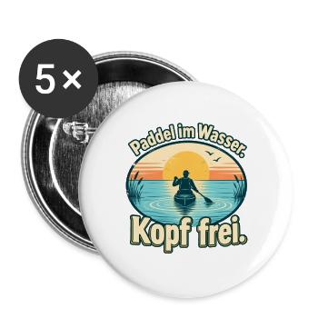 Paddeln Kajak Kanu SUP Paddler - Buttons groß 56 mm (5er Pack) - Weiß - Vorne