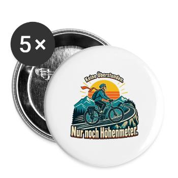 Rentner Radfahrer Ruhestand Fahrrad Höhenmeter - Buttons groß 56 mm (5er Pack) - Weiß - Vorne