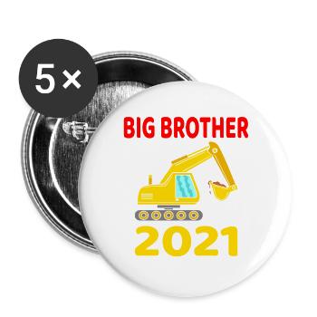 Big Brother 2021 Bagger Großer Bruder 2021 Bald - Buttons groß 56 mm (5er Pack) - Weiß - Vorne