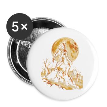 Der Wolfsmensch heult den Vollmond an - Buttons groß 56 mm (5er Pack) - Weiß - Vorne