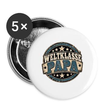 Waltklasse Papa Retro Vatertag Geschenk für Papa - Buttons groß 56 mm (5er Pack) - Weiß - Vorne
