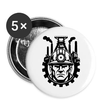 Bergbau - Buttons groß 56 mm (5er Pack) - Weiß - Vorne