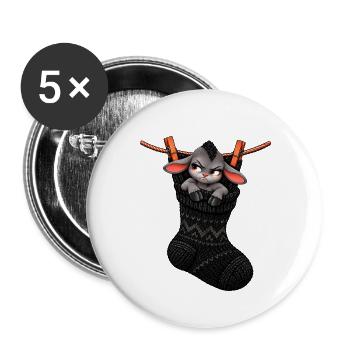 Schwarzes Schaf in einer gestrickten Socke – Strickhumor - Buttons groß 56 mm (5er Pack) - Weiß - Vorne
