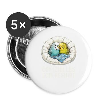 Papageienkuschel Schlafshirt - Buttons groß 56 mm (5er Pack) - Weiß - Vorne