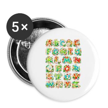 Explosives Tropenalphabet - Buttons groß 56 mm (5er Pack) - Weiß - Vorne