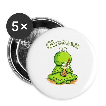 Bubble Tea Frosch Ohmmmm Boba Humor - Buttons groß 56 mm (5er Pack) - Weiß - Vorne