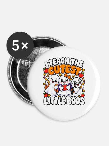 Süße Geister Lehrhelden Boo - Buttons groß 56 mm (5er Pack) - Weiß