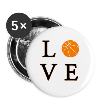 Love Basketball - Buttons groß 56 mm (5er Pack) - Weiß - Vorne