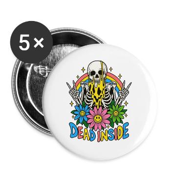 Blühendes Skelett - Buttons groß 56 mm (5er Pack) - Weiß - Vorne