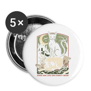 Halloween Katze - Buttons groß 56 mm (5er Pack) - Weiß - Vorne