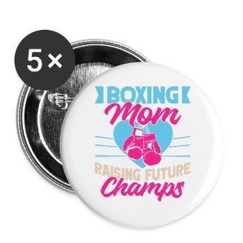 Boxing Mom Raising Future Champs Gloves Boxing - Buttons groß 56 mm (5er Pack) - Weiß - Vorne