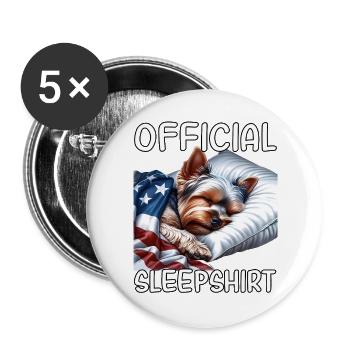 Yorkshire Terrier US Schlafshirt - Buttons groß 56 mm (5er Pack) - Weiß - Vorne