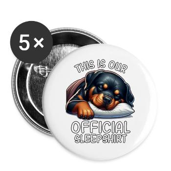 Lustiges Rottweiler Schlafshirt - Buttons groß 56 mm (5er Pack) - Weiß - Vorne