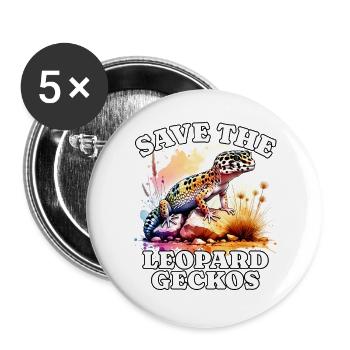 Save Leopardgecko - Buttons groß 56 mm (5er Pack) - Weiß - Vorne