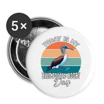 Blaufusstölpel Blue Footed Booby - Buttons groß 56 mm (5er Pack) - Weiß - Vorne