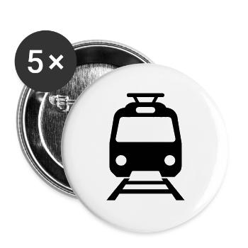 Elektrolok Silhouette Eisenbahn minimalistisch - Buttons groß 56 mm (5er Pack) - Weiß - Vorne