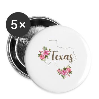 Texas Karte Blumen Floral Western Cowgirl Texas - Buttons groß 56 mm (5er Pack) - Weiß - Vorne