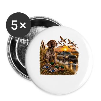 Vintage Hunting Truck Duck Hunting Dog Rustic Outd - Buttons groß 56 mm (5er Pack) - Weiß - Vorne