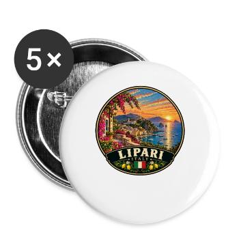 Lipari Italien Sonnenuntergang Strand Urlaub - Buttons groß 56 mm (5er Pack) - Weiß - Vorne