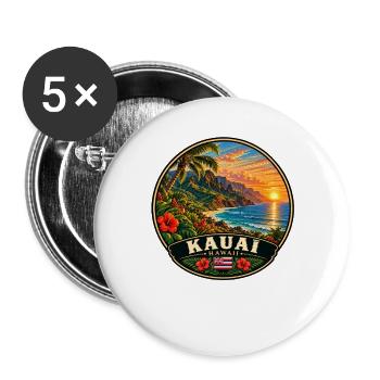 Kauai Hawaii Urlaub Sommer Strand Sunset - Buttons groß 56 mm (5er Pack) - Weiß - Vorne