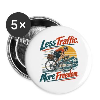 Fahrrad Pendler Geschenkidee  - Buttons groß 56 mm (5er Pack) - Weiß - Vorne
