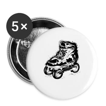 Roller Skates Zeichnung - Buttons groß 56 mm (5er Pack) - Weiß - Vorne