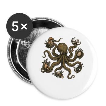 Goblincore Octopus - Buttons groß 56 mm (5er Pack) - Weiß - Vorne