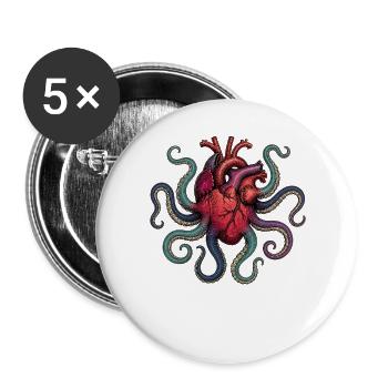 Anatomical Heart Octopus - Buttons groß 56 mm (5er Pack) - Weiß - Vorne