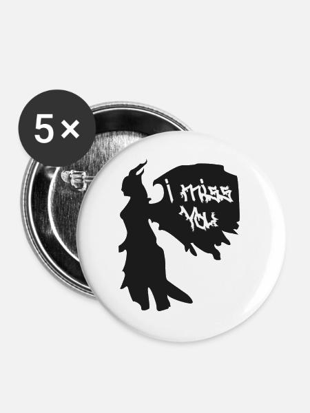 I Miss You Gothic Silhouette - Buttons groß 56 mm (5er Pack) - Weiß
