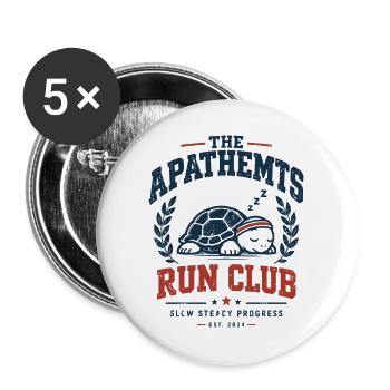 Run Club Schildkröte Motiv - Buttons groß 56 mm (5er Pack) - Weiß - Vorne