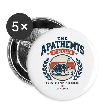 Apathetics Run Club Schlafende Schildkröte - Buttons groß 56 mm (5er Pack) - Weiß - Vorne